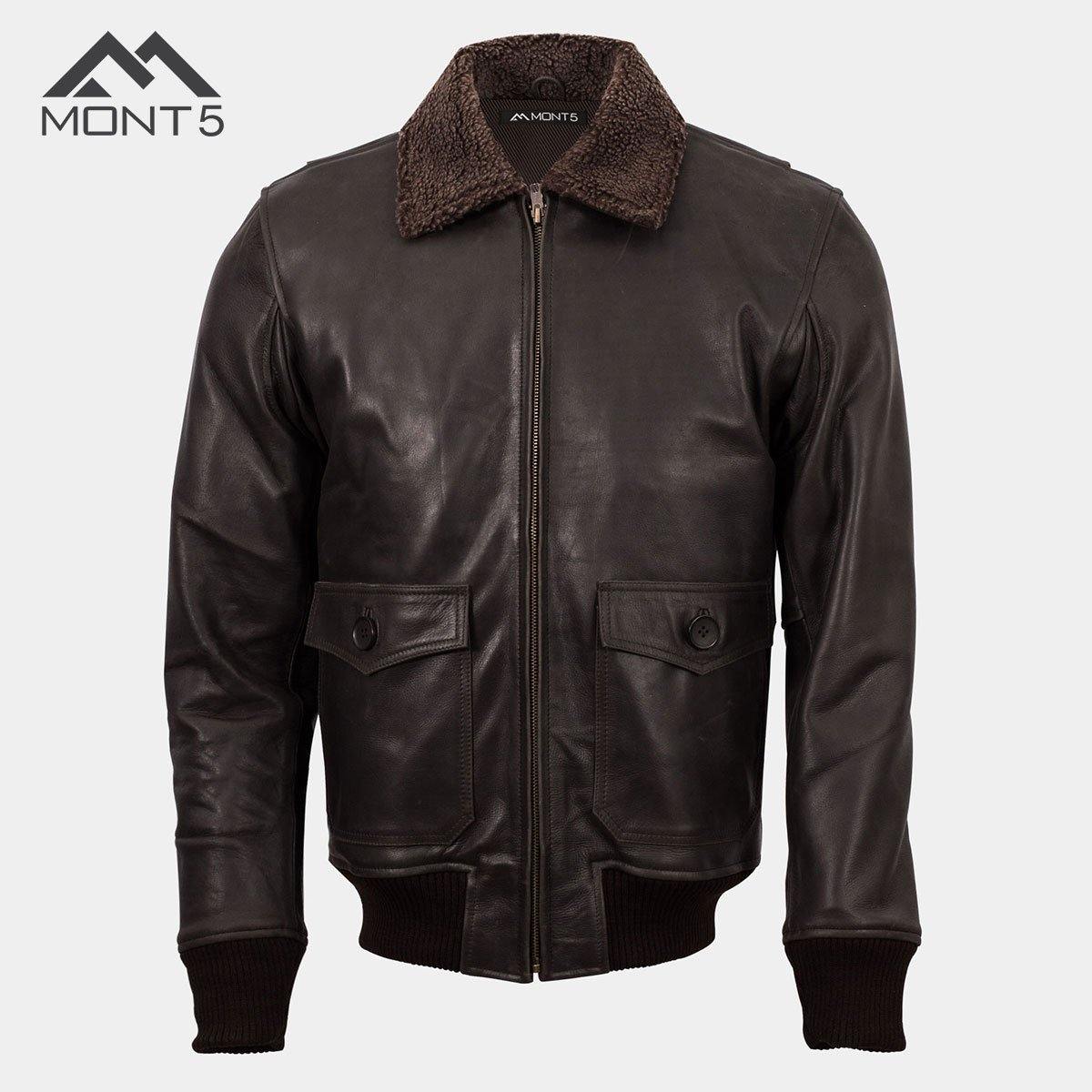 MONT5 - Men Nanga Parbat Brown A2 Flight Jacket | Leather Jacket Shop