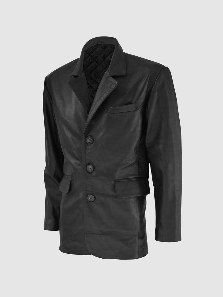 3 button leather jacket best sale