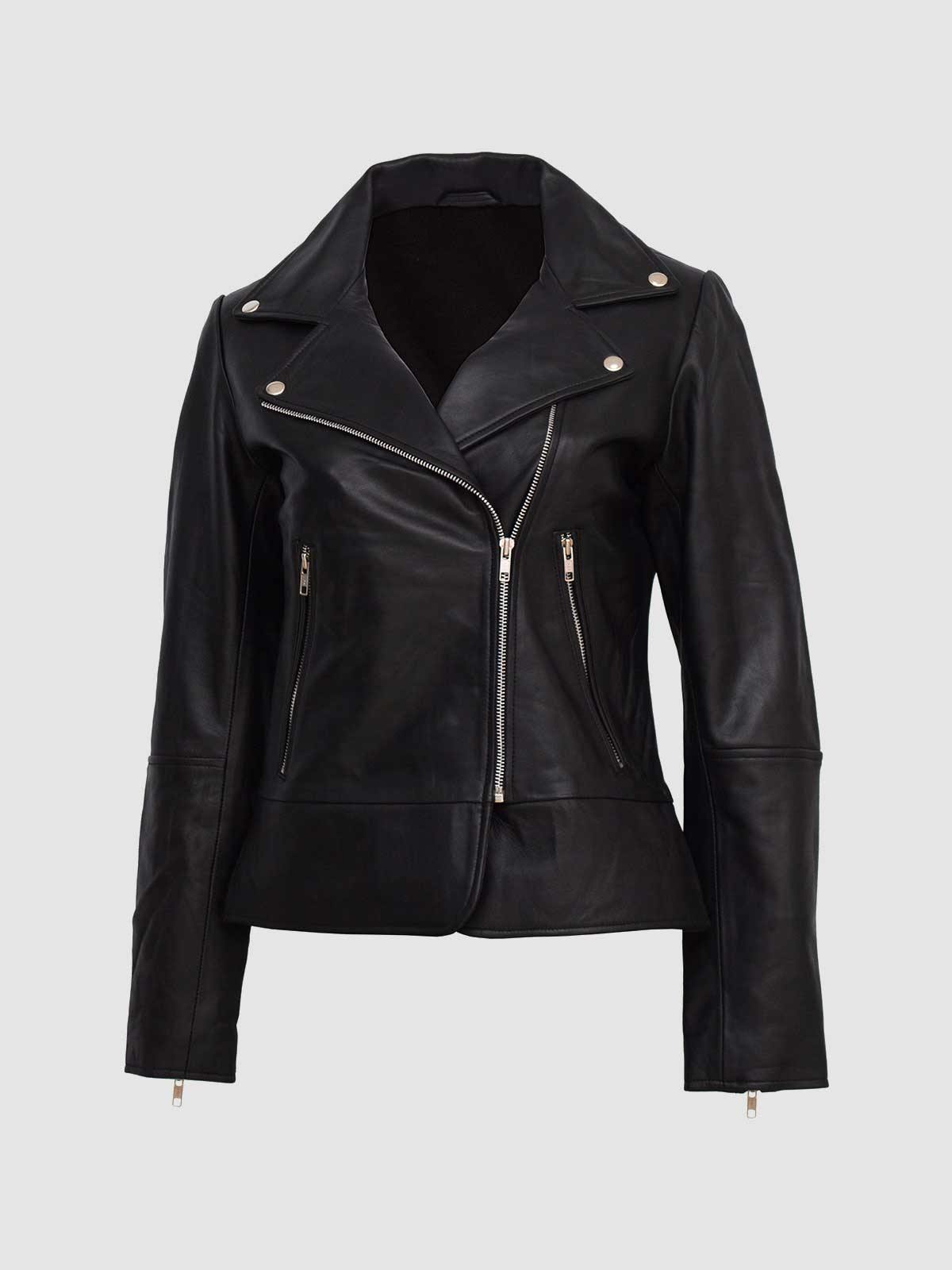 Women Black Leather Biker Jacket | Leather Jacket Shop